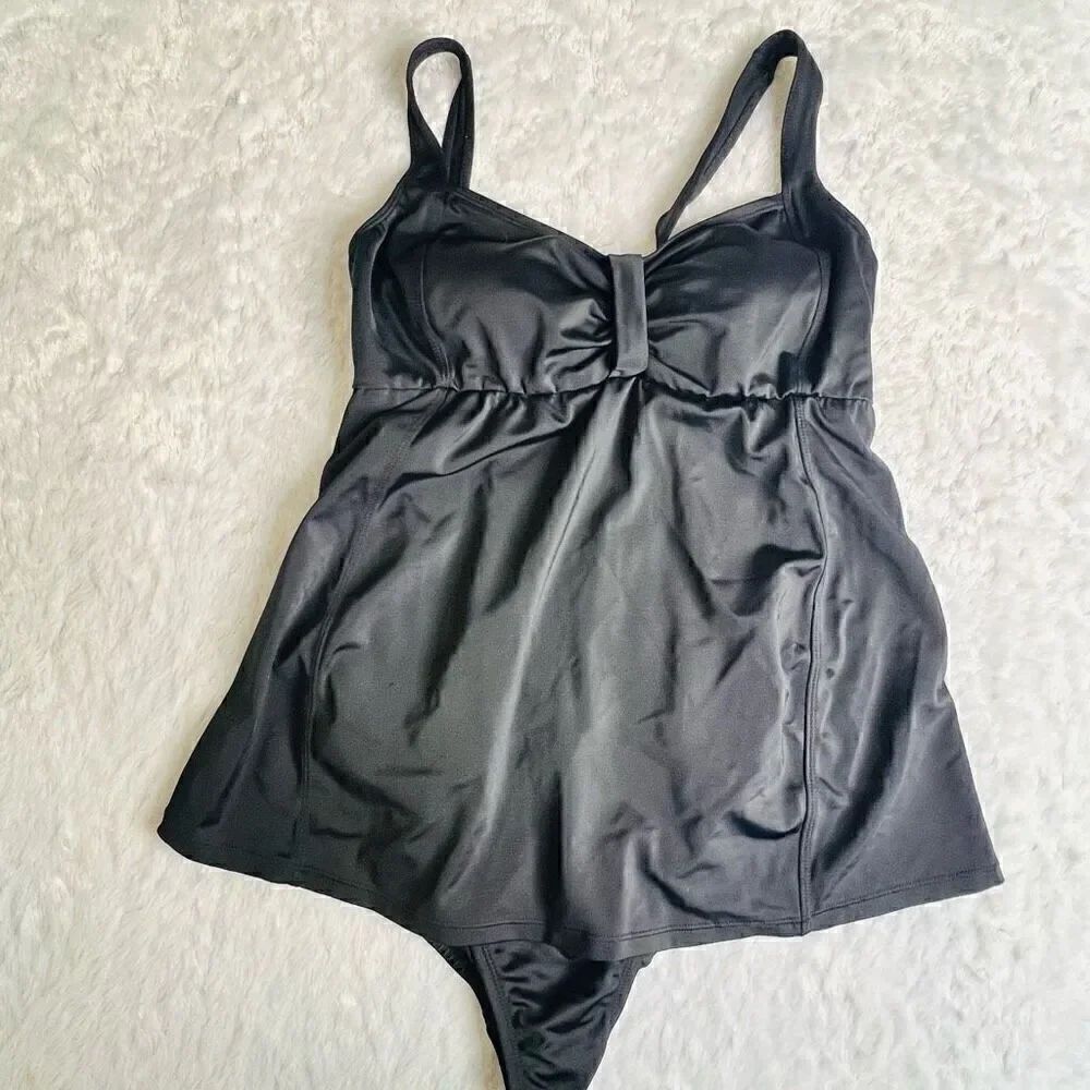 Motherhood Maternity Womens Black Lined Onepiece Tankini Swimsuit Size Small